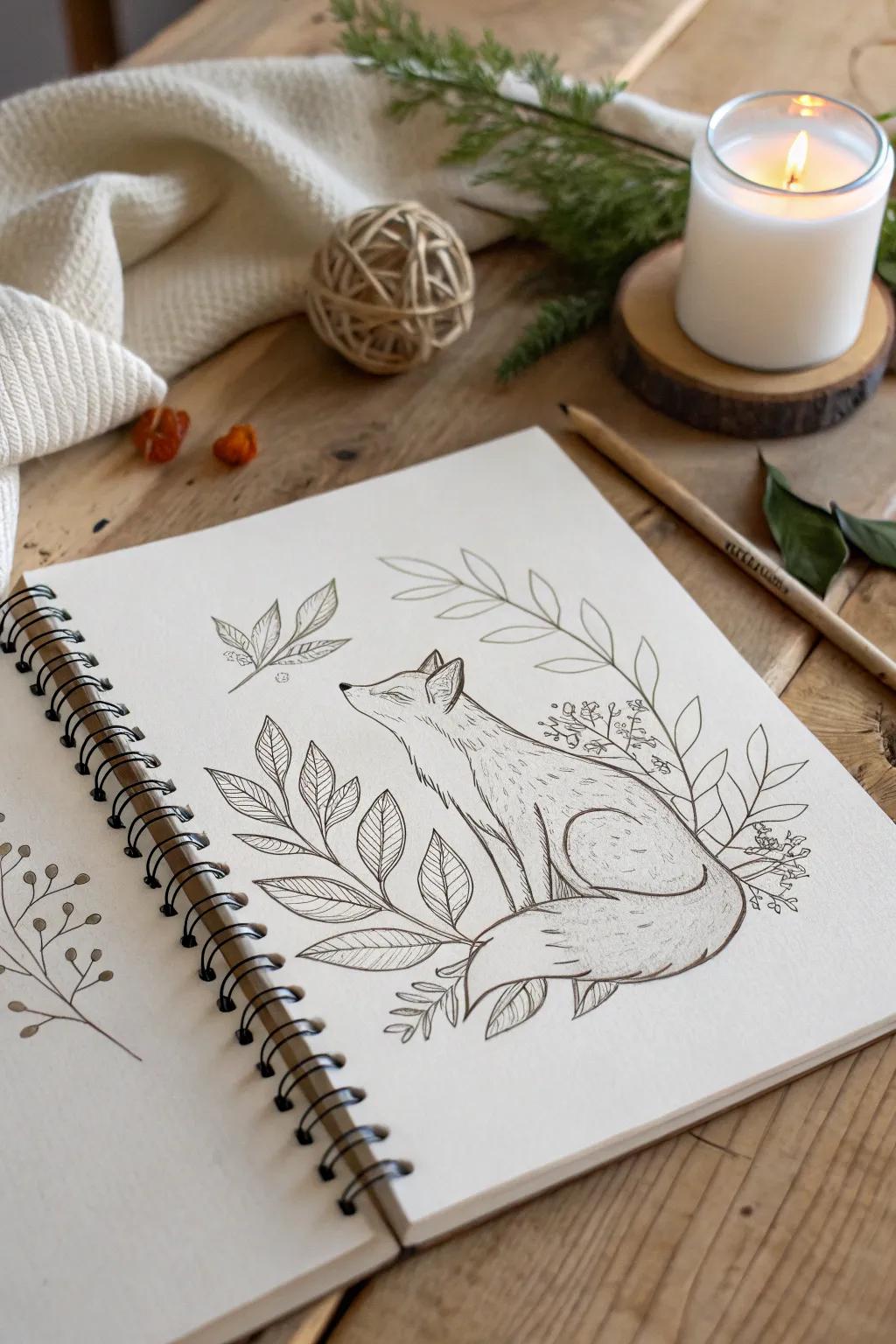 Capture nature's serenity through minimalist sketches. 🦊🍃 #SketchingSerenity #NatureInspiredArt
