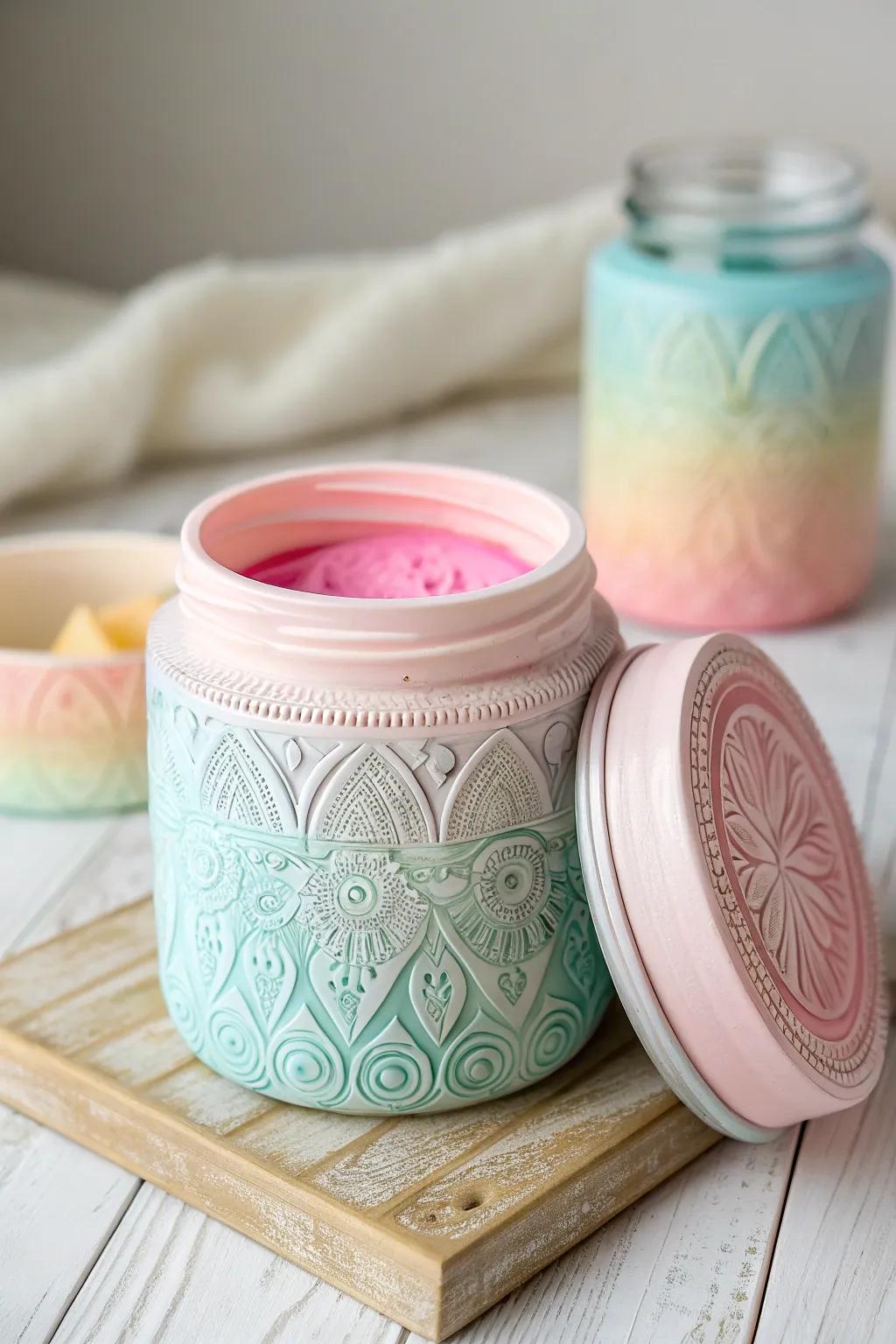 Introduce personality to your area with these bright, decorative storage jars!