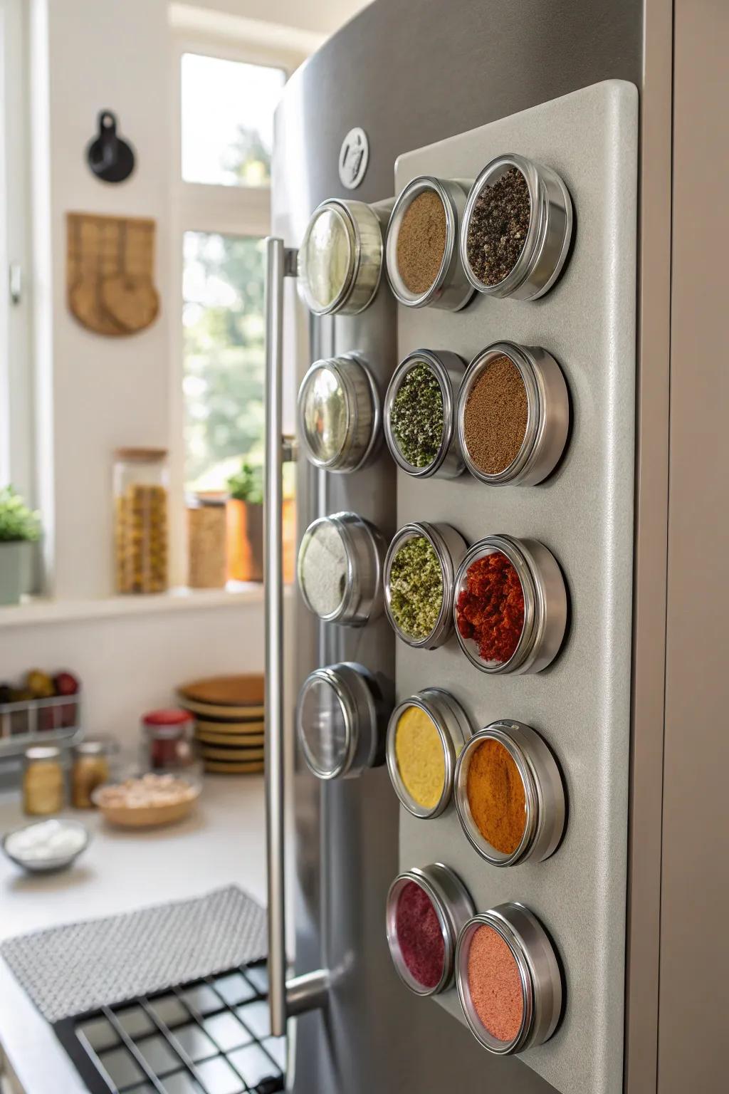 Elevate your cooking area's appearance with these stylish magnetic seasoning vessels – where style meets practicality.