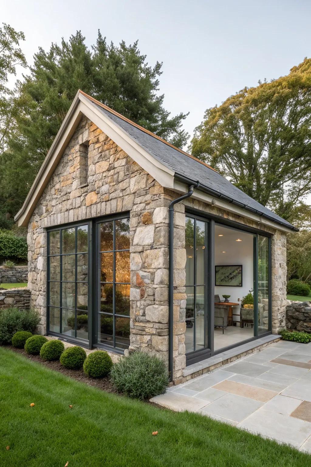Nurture ingenuity within your garden by means of a stone outbuilding that weds rustic appeal with modern sophistication.