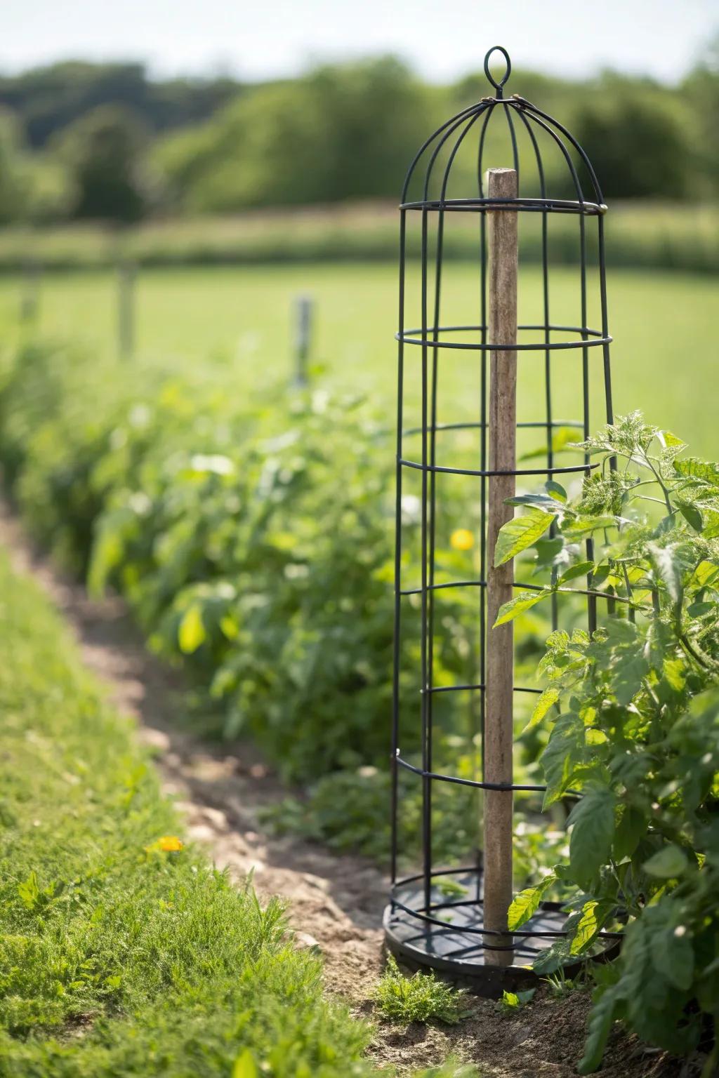 Elevate your garden with the timeless appeal of traditional tomato enclosures, combining simplicity and natural beauty.