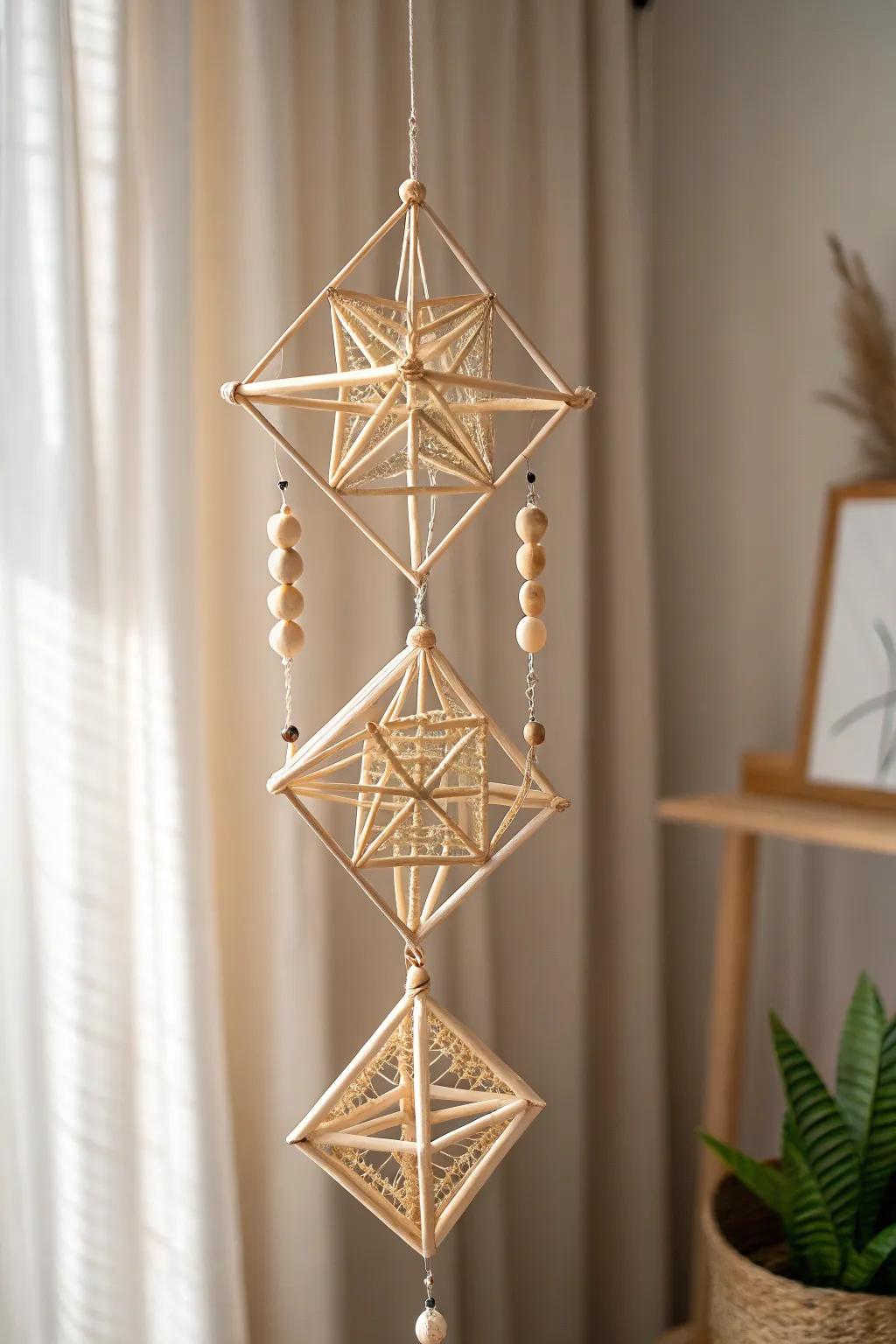 Embrace the artistry of movement with this handcrafted kinetic toothpick mobile—where simplicity meets elegance.