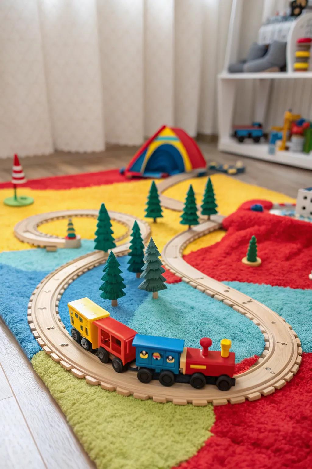 Awaken your child's imagination with a vibrant and playful rail setup!