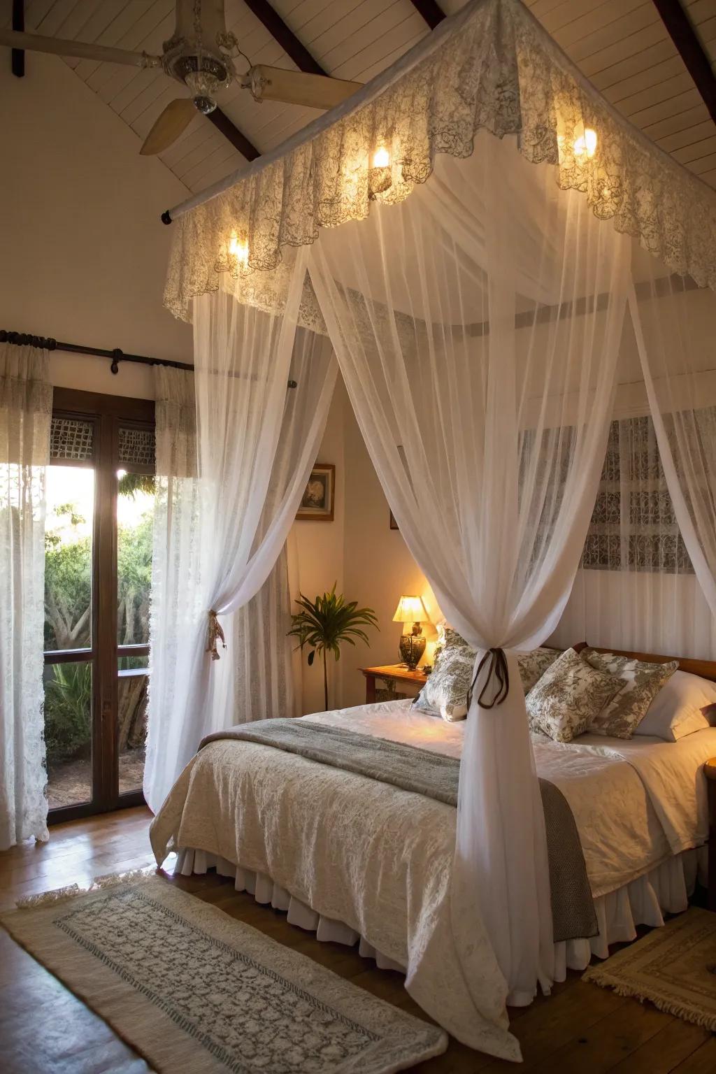 A canopy transforms your bed into a personal sanctuary.