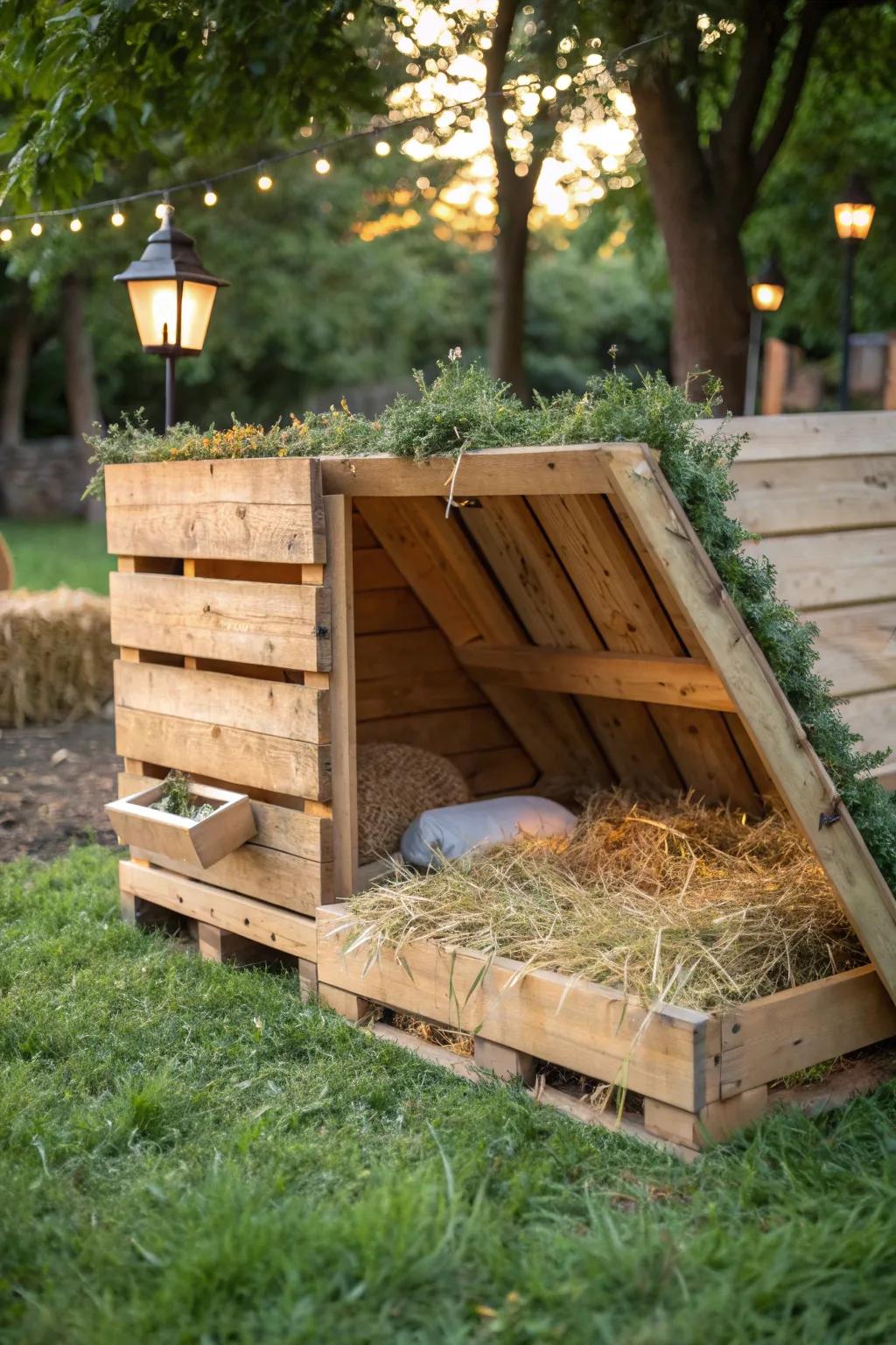 Convert pallets into ideal turkey nesting nooks—sustainable and inviting!