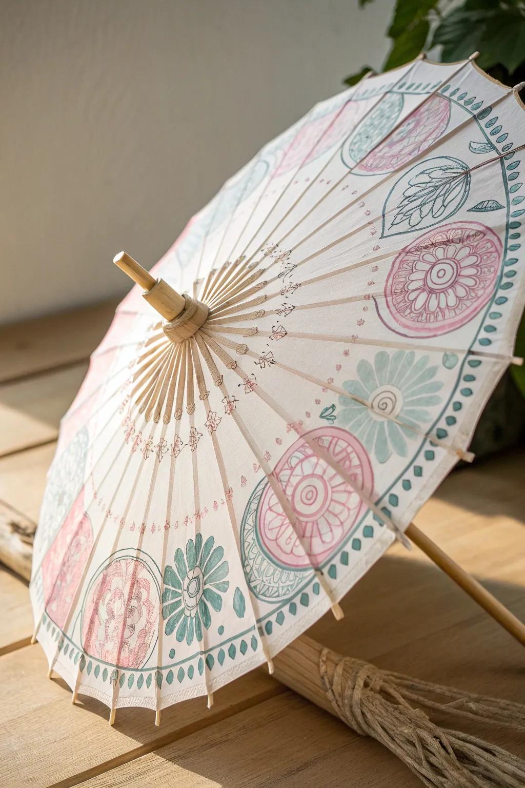 Discover the charm of handmade elegance with this minimalist paper plate umbrella.