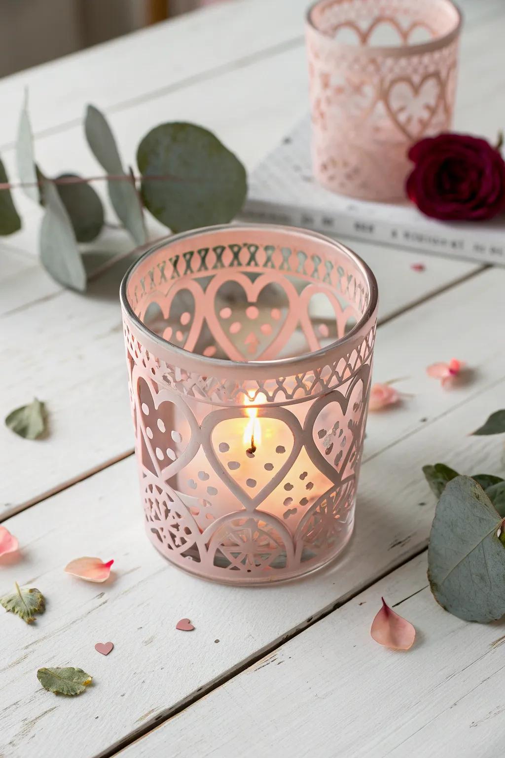 Illuminate your space with romantic charm—handcrafted candle holders for a cozy Valentine vibe.