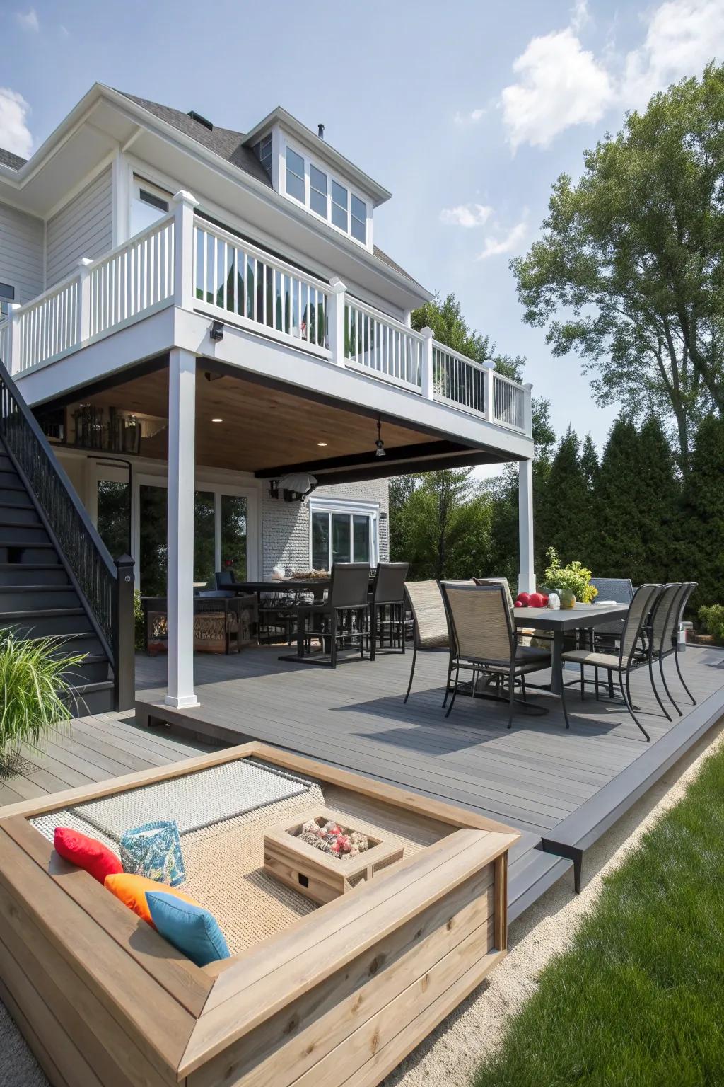 Transform your outdoor expanse with a tiered floor—designated zones for every event.
