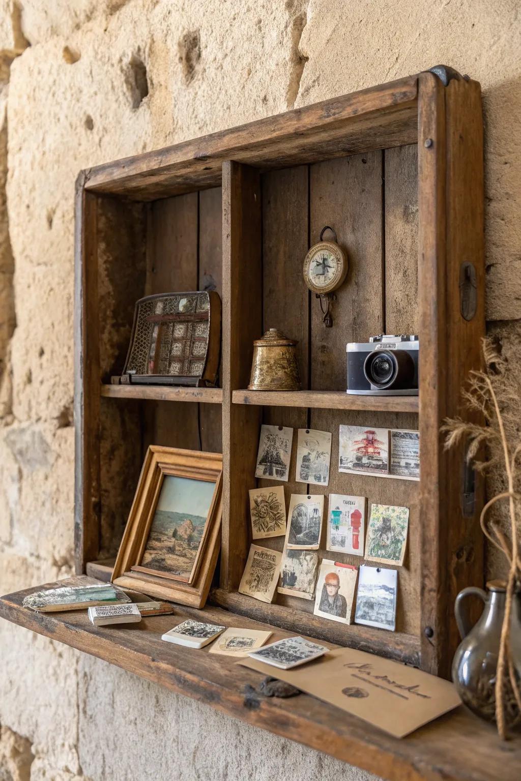 Infuse nostalgia into your decor with vintage-inspired shadow boxes.