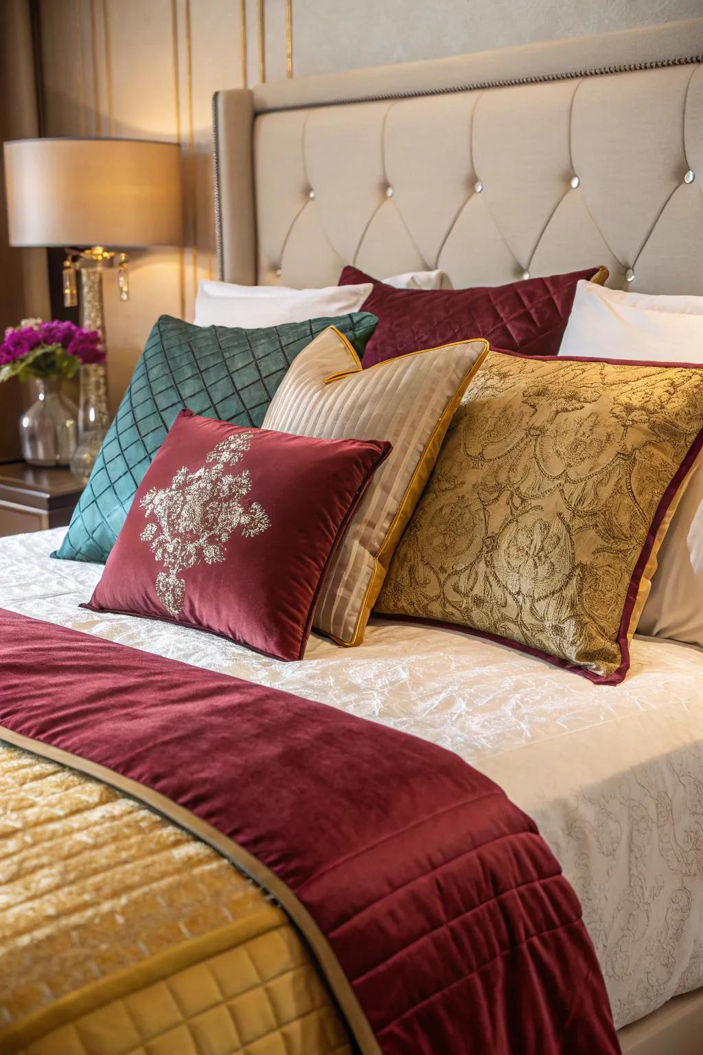 Opulent bedding contributes to both comfort and aesthetic.