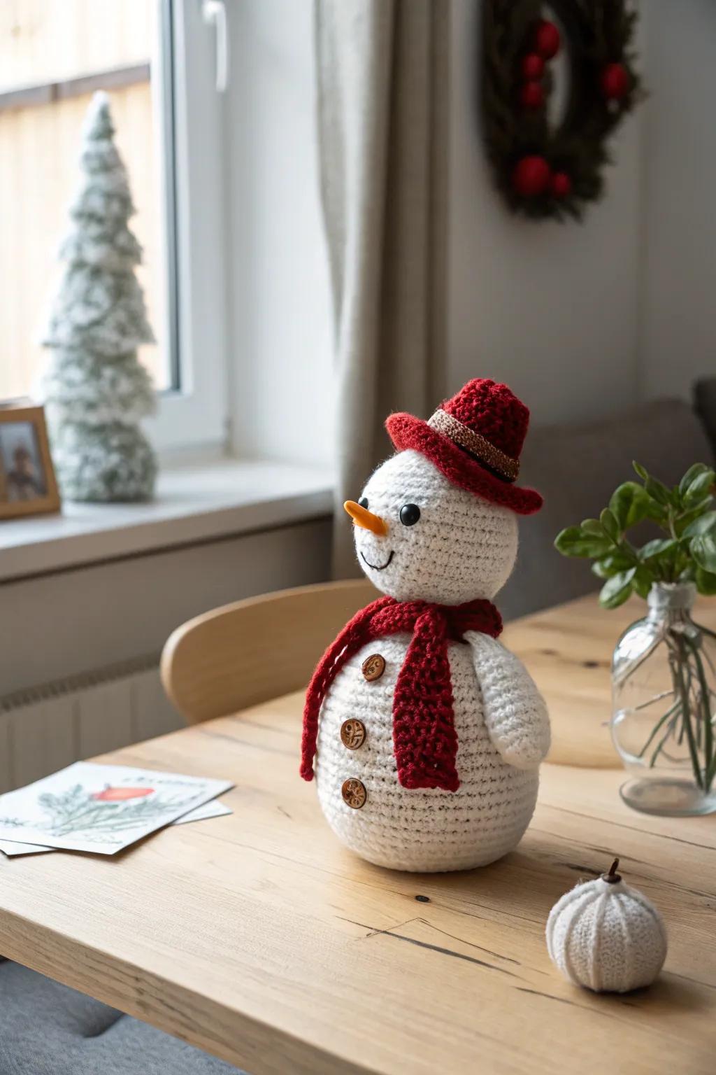 Embrace the allure of winter with hand-fashioned softie snowmen, ideal for adding a dash of cozy sophistication to your holiday décor.