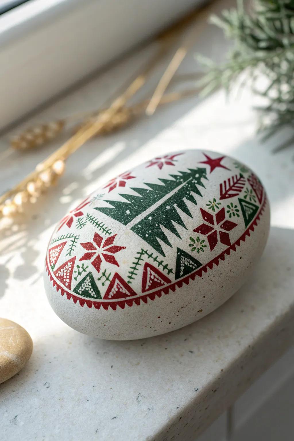 Embrace the season with beautifully painted holiday stones, where simplicity meets festive charm.