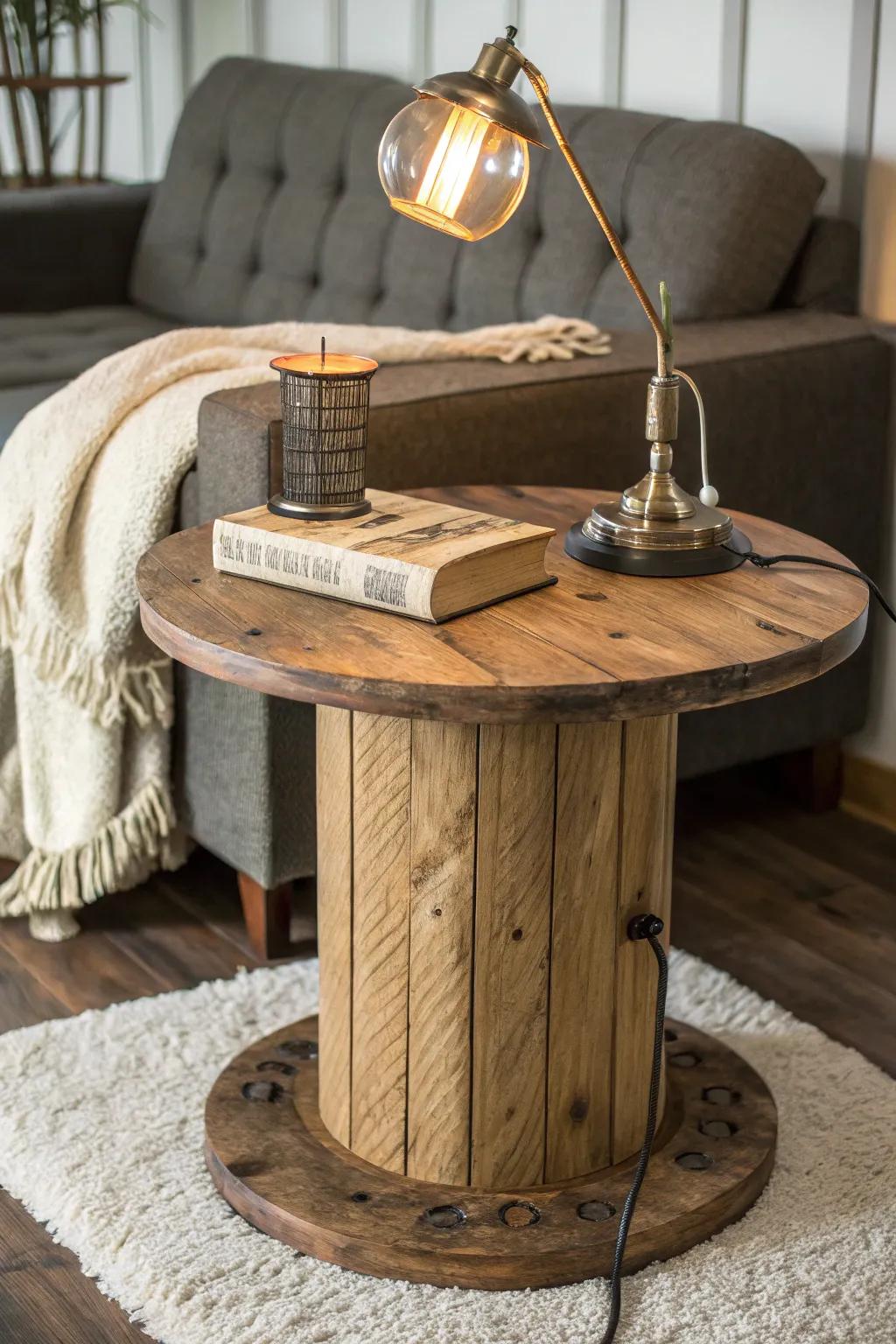 Transform a basic cable wheel into your ultimate reading nook companion.