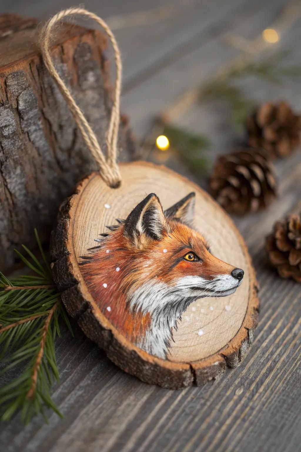 Transport the forest to your home with this captivating hand-painted fox decoration, a flawless addition for your forest-inspired aesthetic.