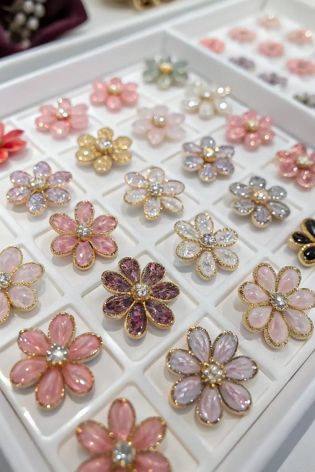 Discover the art of patience and precision with this enchanting Jeweled Flower Display.