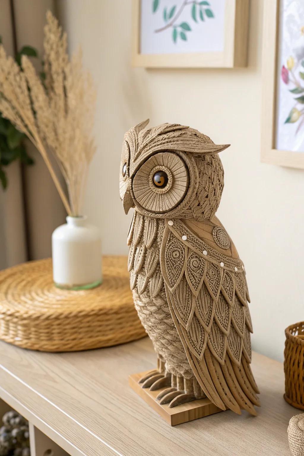 Unleash your creativity with this stunning 3D pen strigidae sculpture, an ideal synthesis of artistry and minimalist grace.