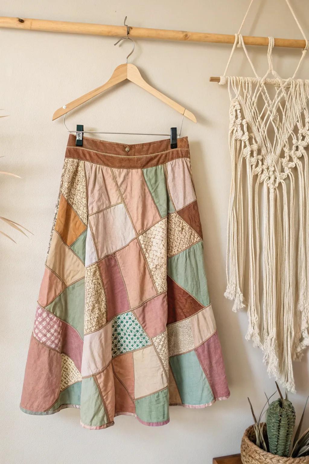 Transform fabric scraps into a stunning patchwork skirt and embrace the beauty of handmade fashion.