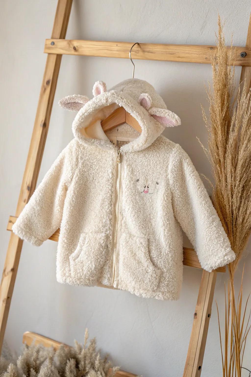 Embrace the charm of simplicity with this darling sheep outfit, perfect for keeping your little one cozy and cute.