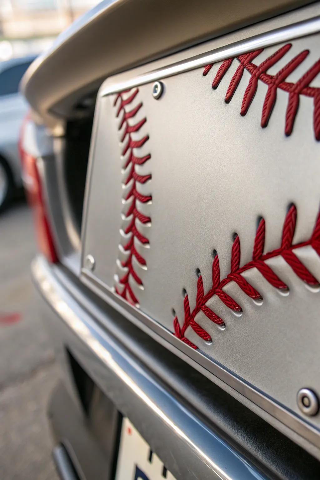 Meticulously crafted: A license plate that delivers a home run in vogue.