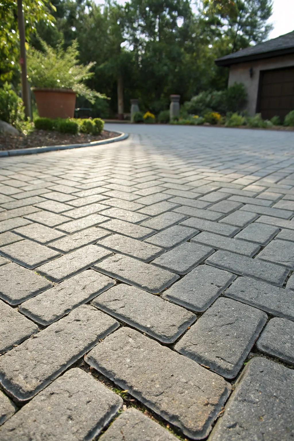 Precision Engineering: This infiltration-capable driveway merges visual appeal with practicality, skillfully handling precipitation with flair.