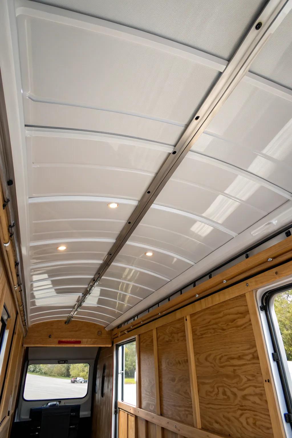 Enhance your cargo trailer with smooth PVC panels for a contemporary and neat appearance.