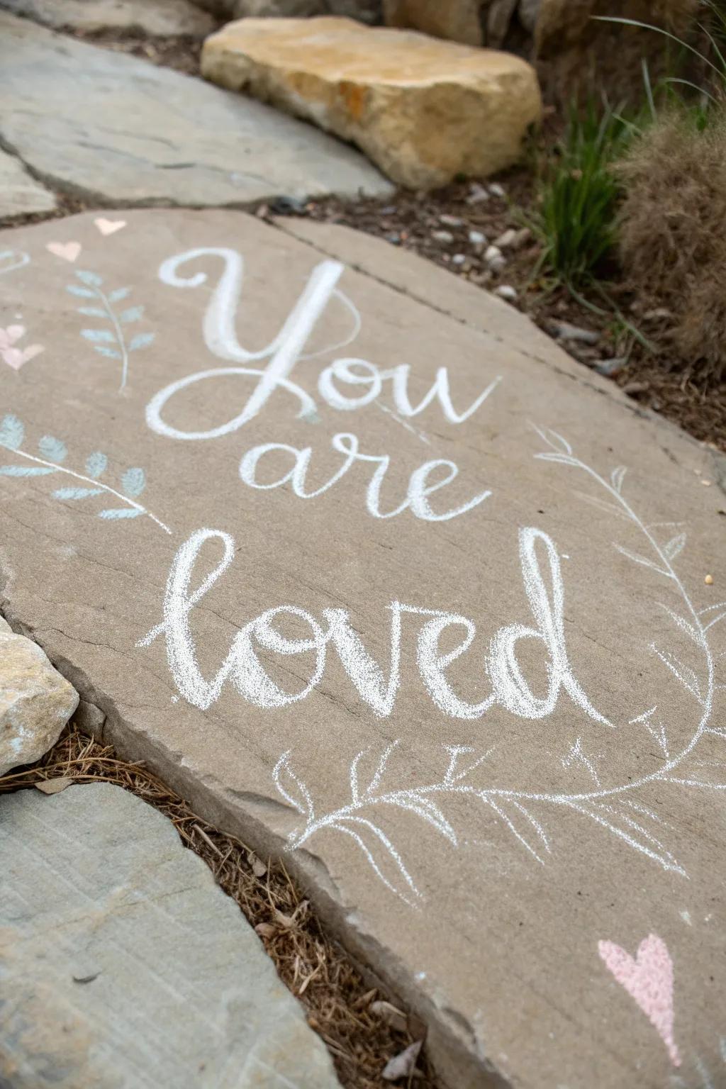 Disseminate affection and optimism employing this straightforward yet potent message. 🌿✨ #ChalkTheWalk #PositiveVibes