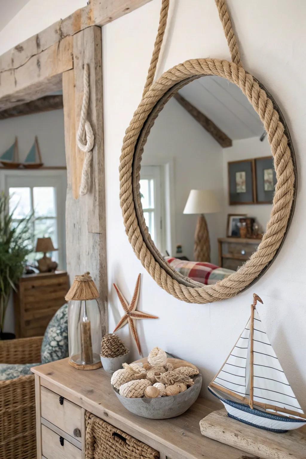 Bound mirrors enhance light and create space with a nautical spin.