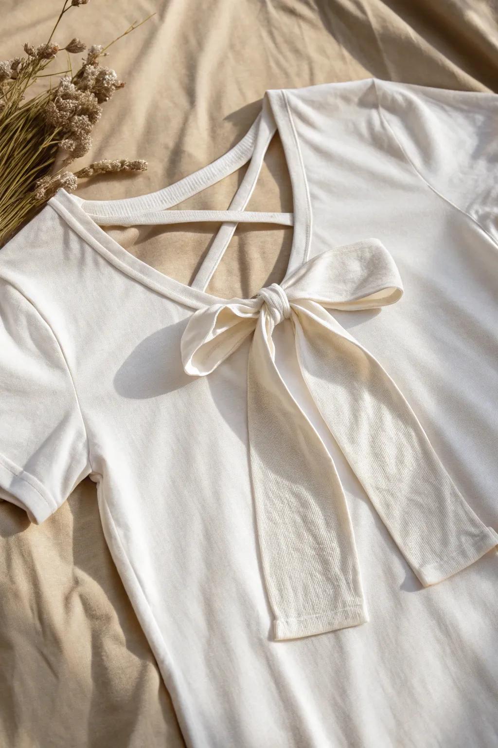 Enhance your style with a simple ribbon-tie twist. Embrace the charm of minimalism and artistry.