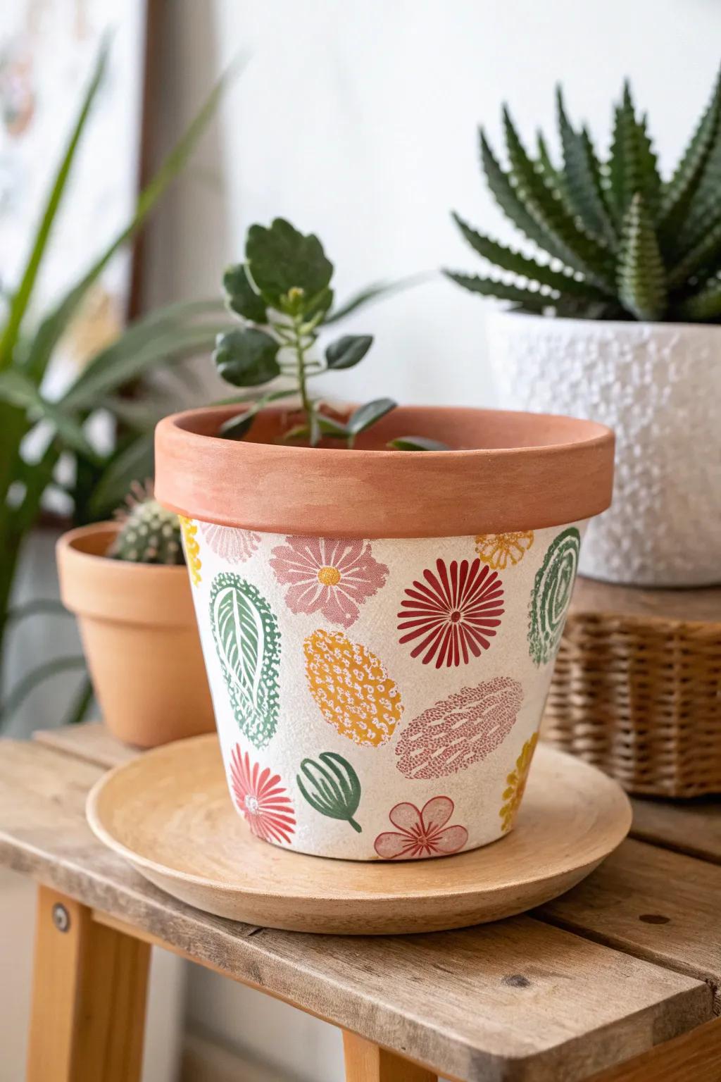 Delightful Imprint Flower Pot: A Mother's Day Craft Brimming with Affection and Ingenuity.