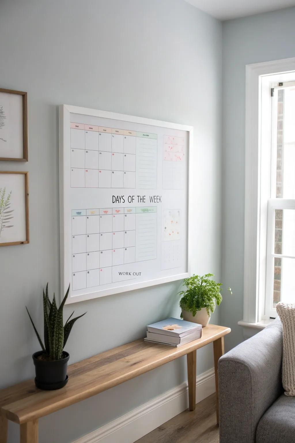 Stay motivated and stylish with a beautifully crafted exercise tracker on your whiteboard!