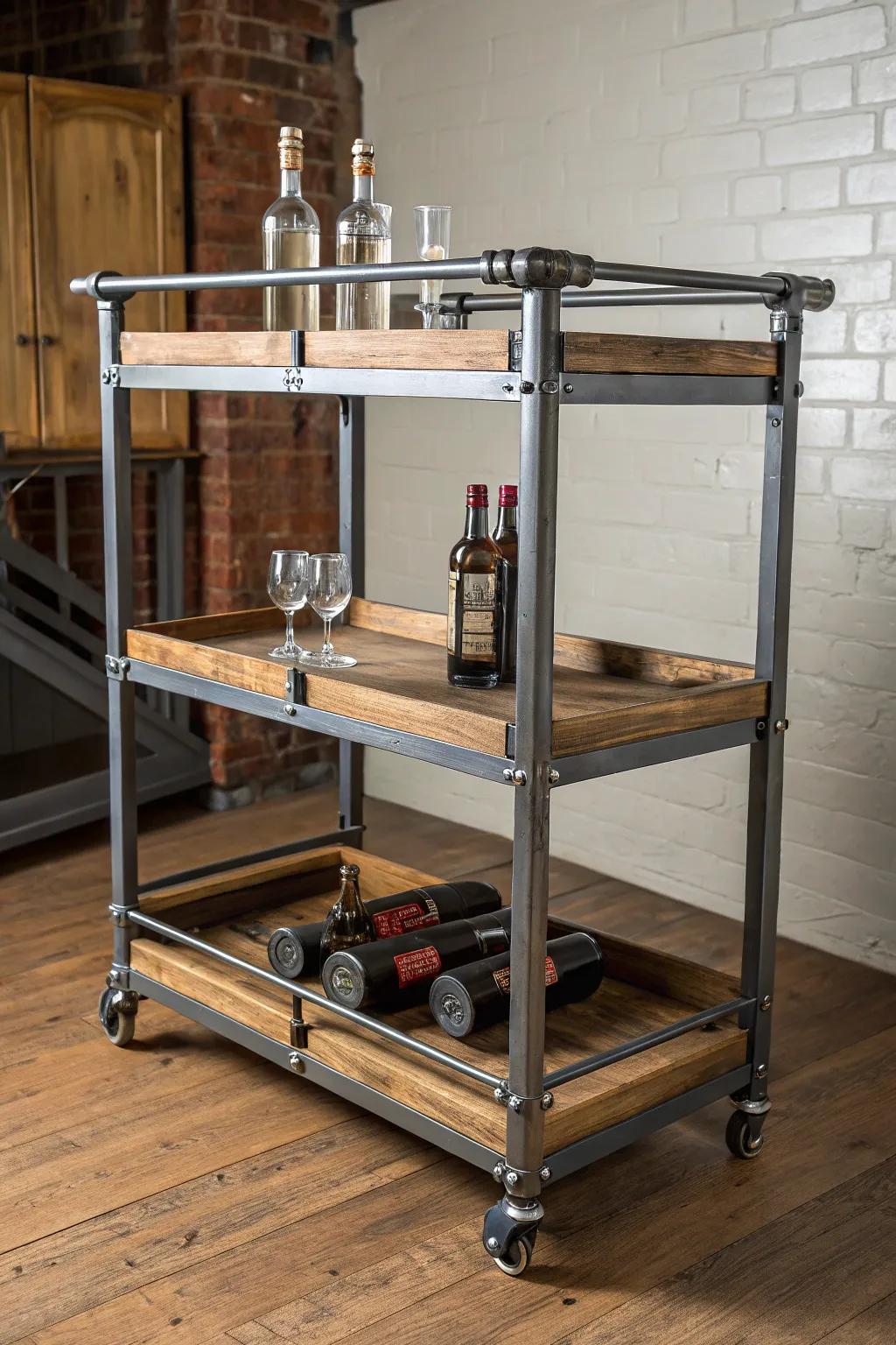 Transform your space with a metropolitan edge: a DIY drinks trolley that’s both utilitarian and a conversation piece.