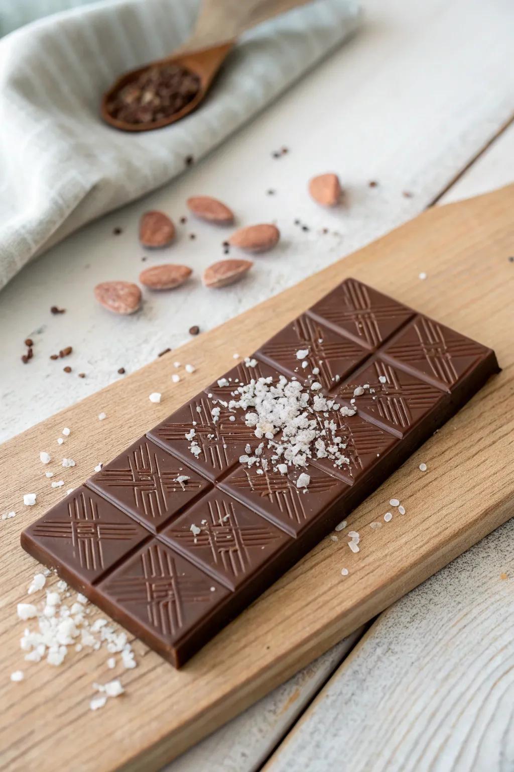 Elevate your chocolate creations with a touch of salt and minimalist refinement.