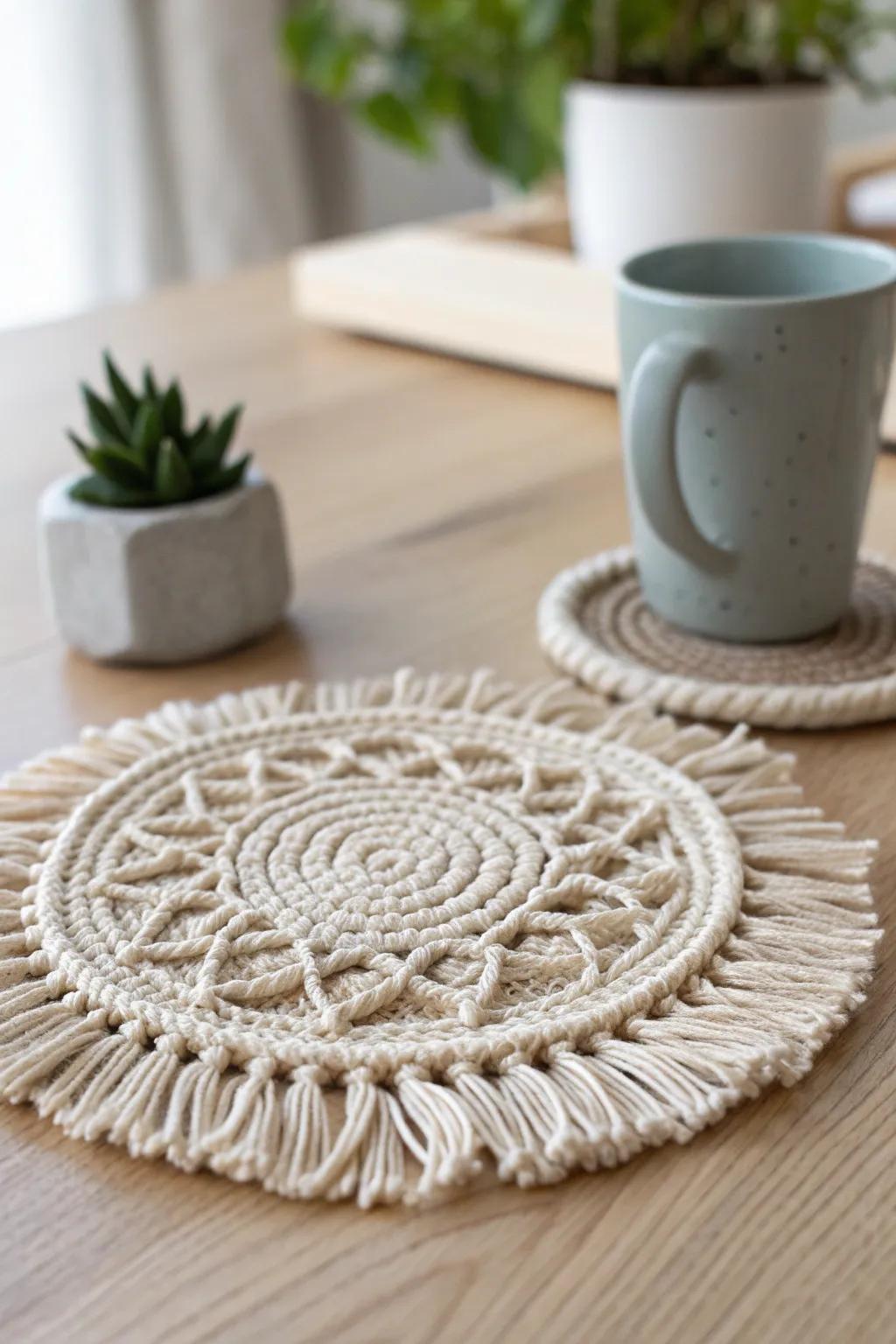 Create Your Own Twisted Cord Coasters: Where Boho Embraces Minimalism.
