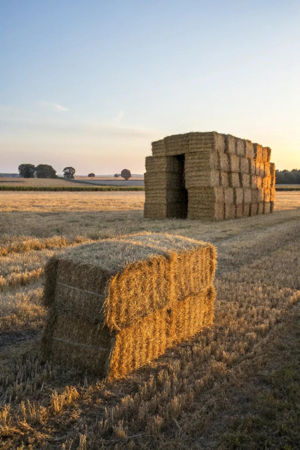 Design your ideal hideaway using nature's own materials. #DIYDeerShelter #HayBundleHideout
