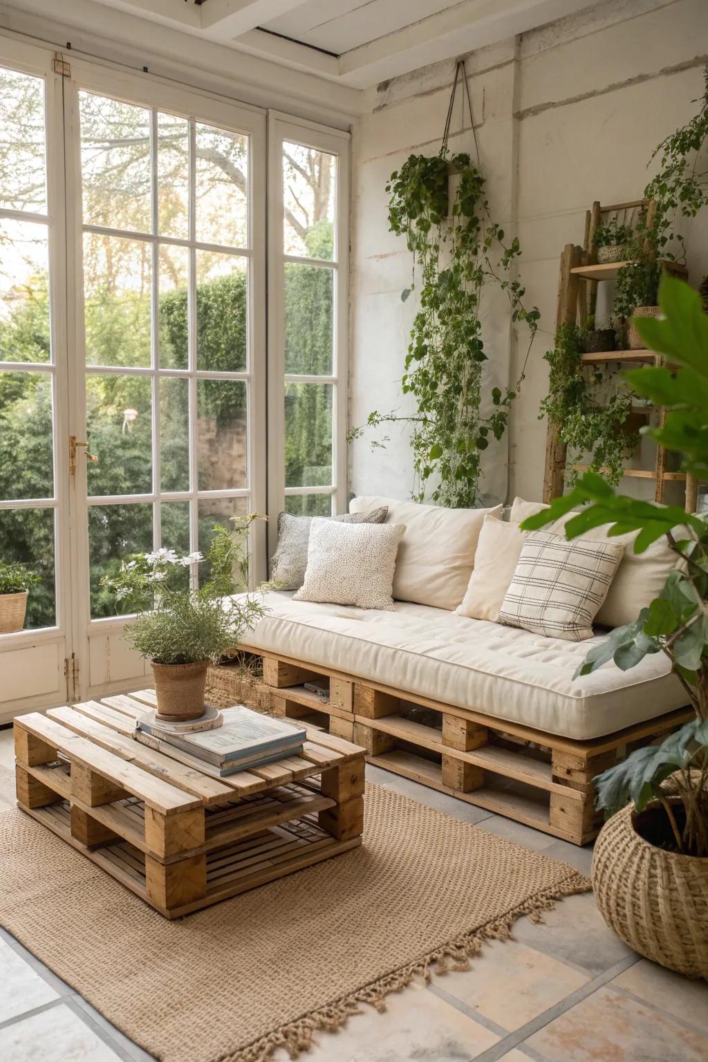 Transform your garden room with the allure of homemade skid furnishings, where simplicity encounters organic charm.