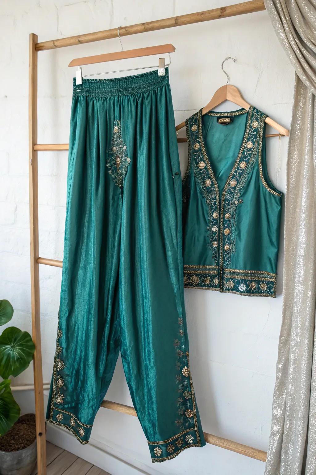 Elevate your spirit aesthetic with this chic baggy trousers and waistcoat fusion—where artistry encounters contemporary flair!