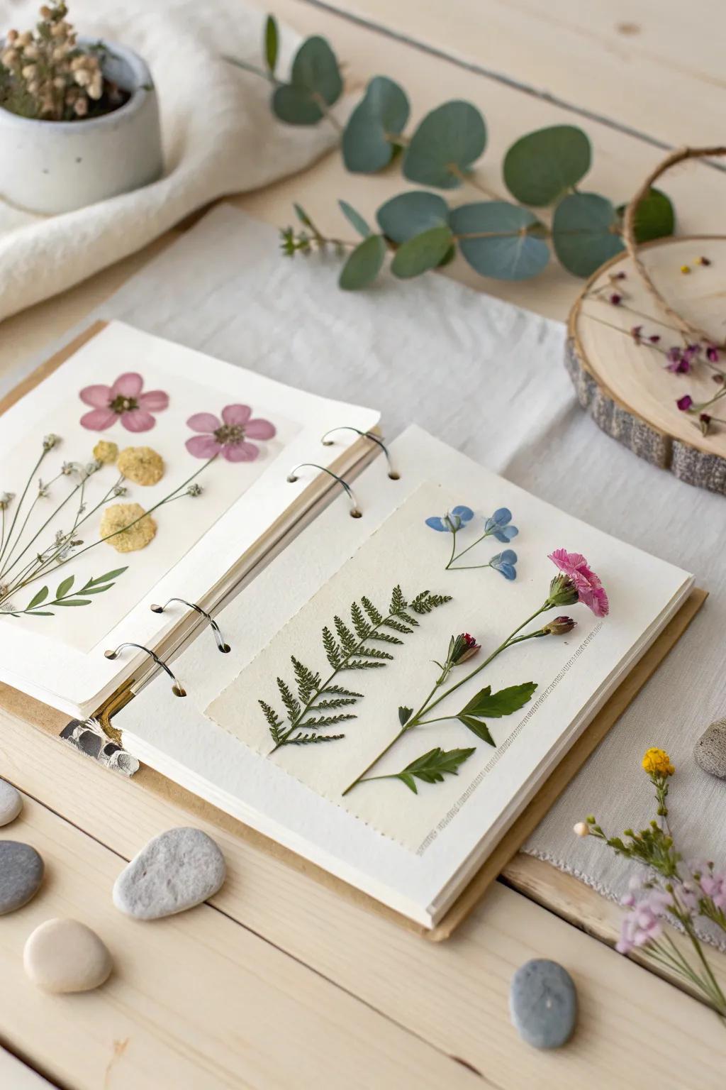 Relive memories through the organic beauty of dried florals in your DIY photo album.