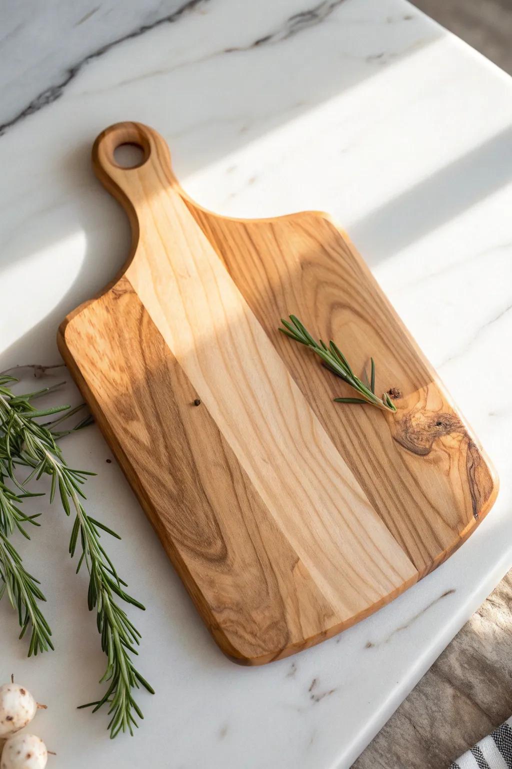 Elevate your culinary space with a chic, handcrafted chopping surface that merges straightforwardness and flair.