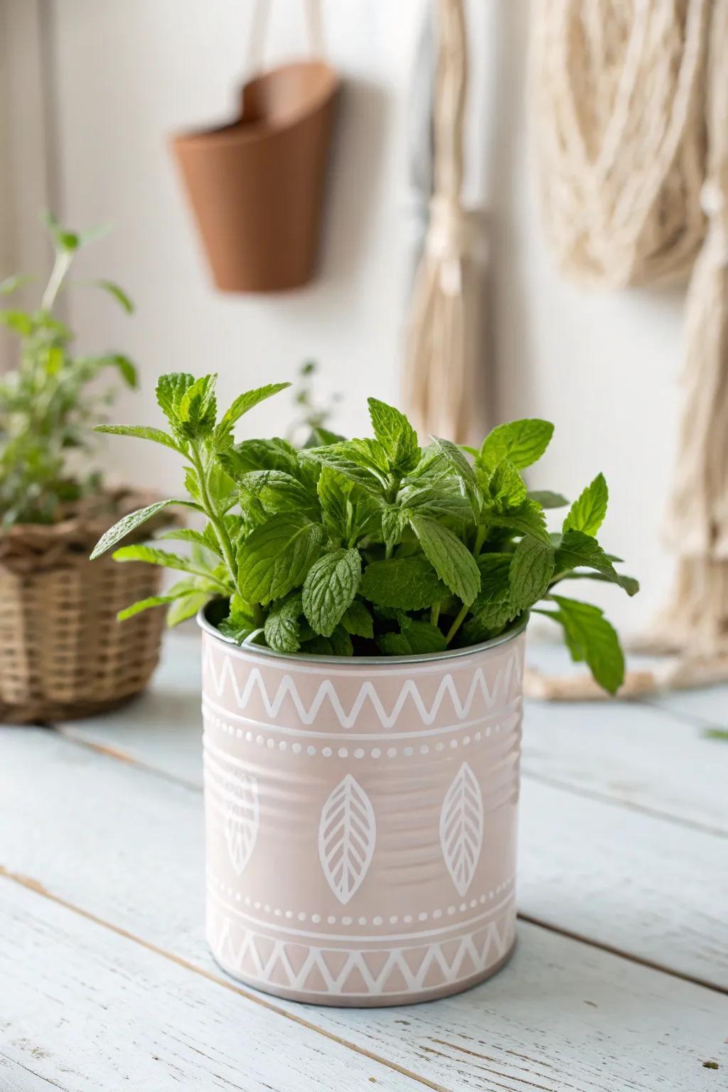 Transform commonplace tin vessels into minimalist flora containers, injecting a hint of verdant elegance into your environment.