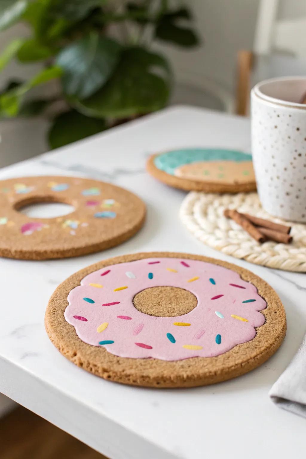 Sprinkle some joy onto your table with these delightful pastry coasters—where skill meets playful beauty.