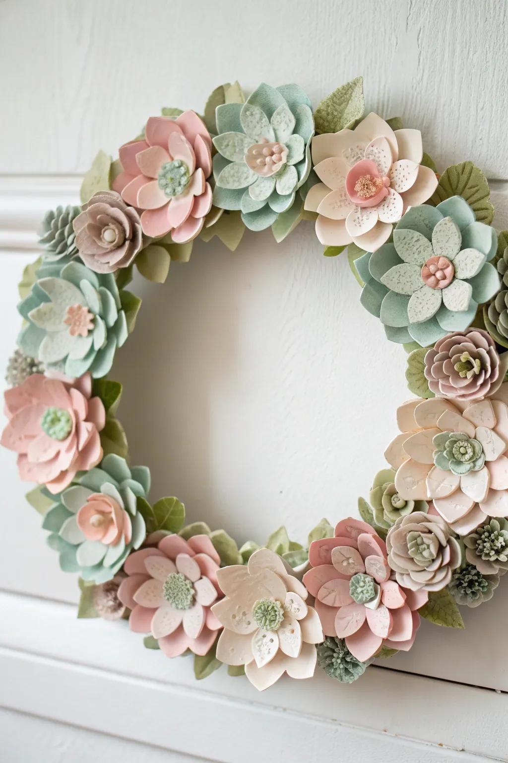 Reimagine ordinary cartons into a breathtaking bloom wreath, echoing simplicity and sophistication.