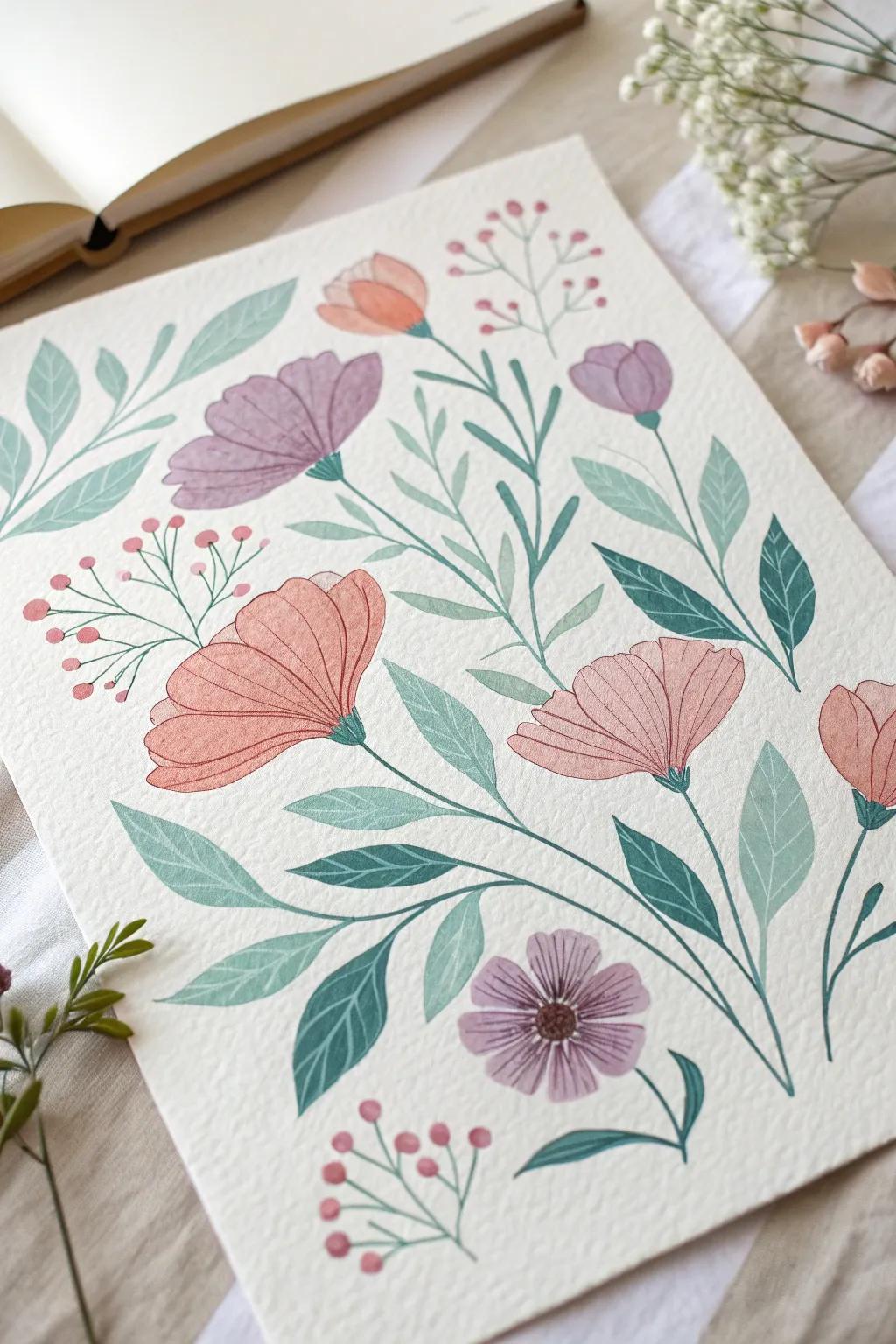 Uncover the artistry of simplicity through this mesmerizing abstract botanical composition, where pastel hues deliver an enduring touch of elegance to your area.