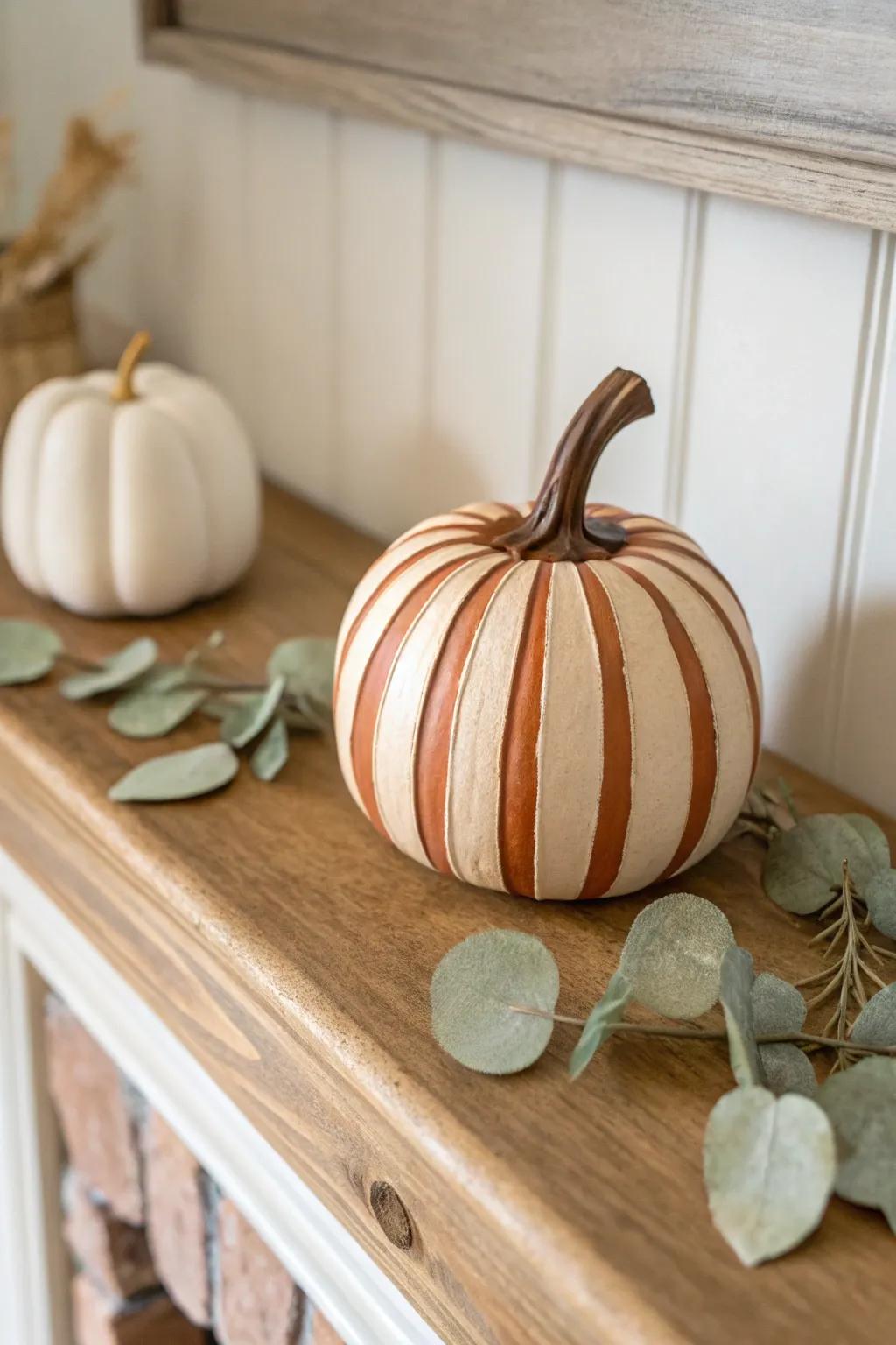 Embrace the elegant coziness of seasonal ornamentation with this handmade compound gourd.