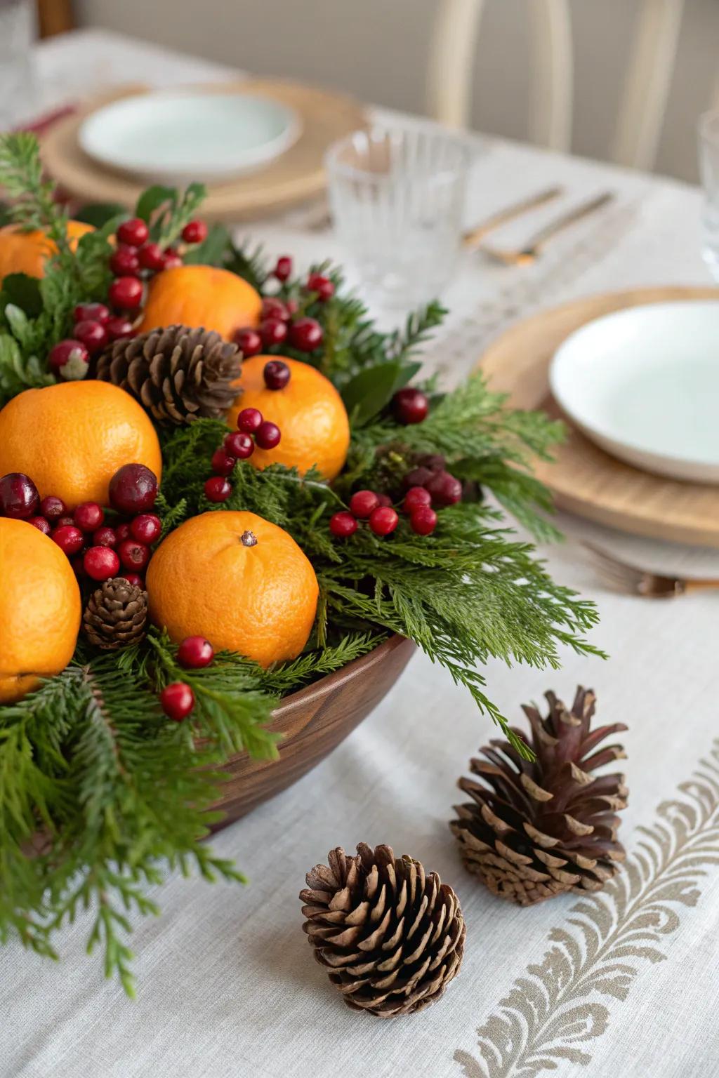 Seasonal fruits append a reviving twist to your festive décor.