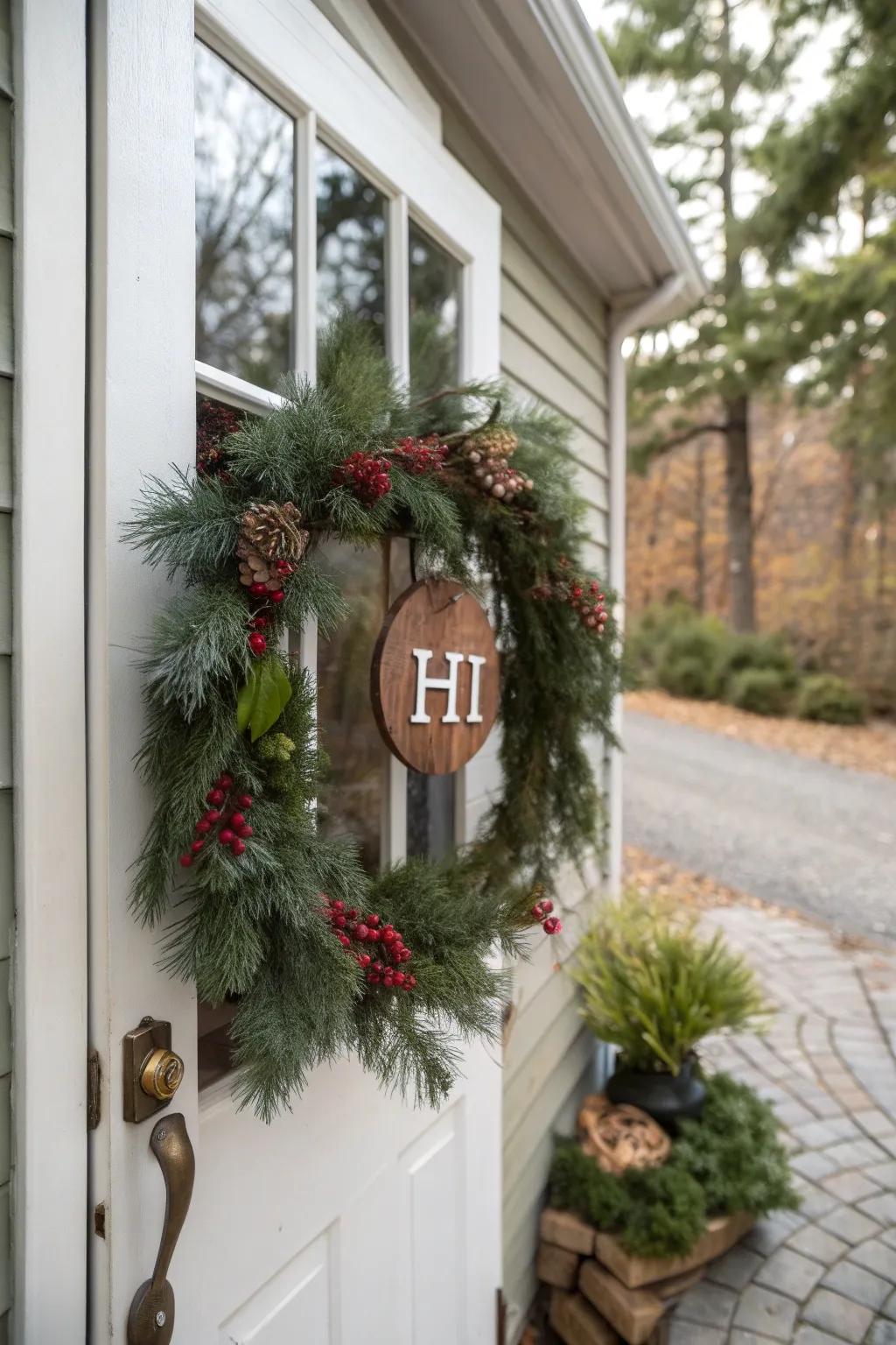 Lettering adds a personal touch to a farmhouse wreath.