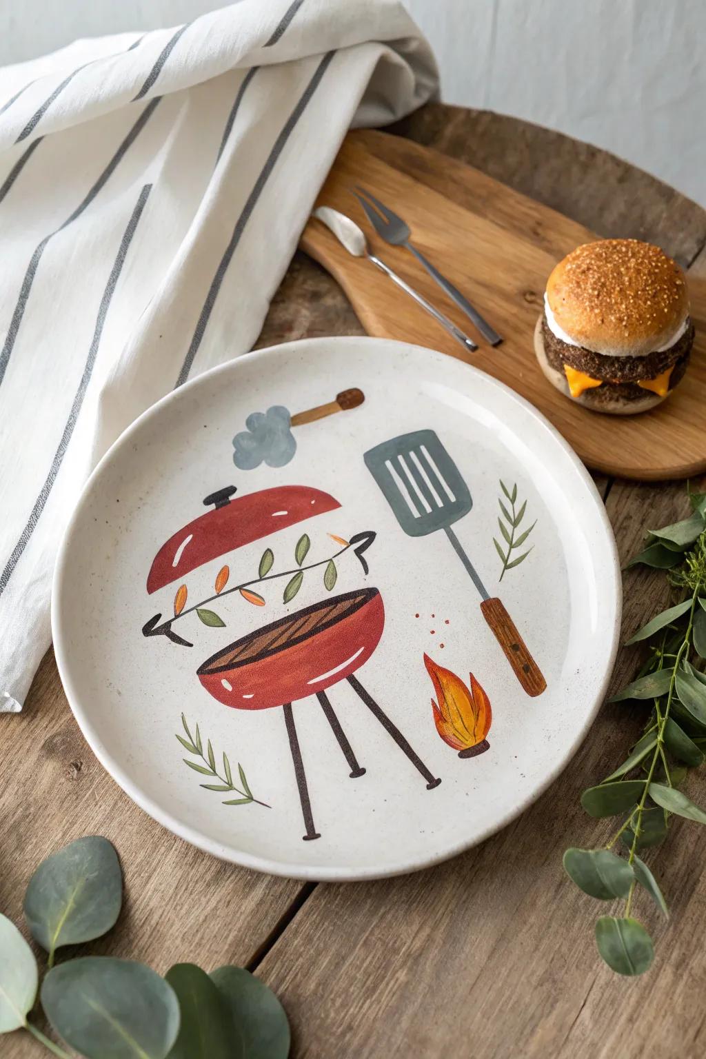With a personalized touch, celebrate Father's Day; this DIY barbecue plate perfectly captures the warmth of family cookouts and the creative spirit of your child.