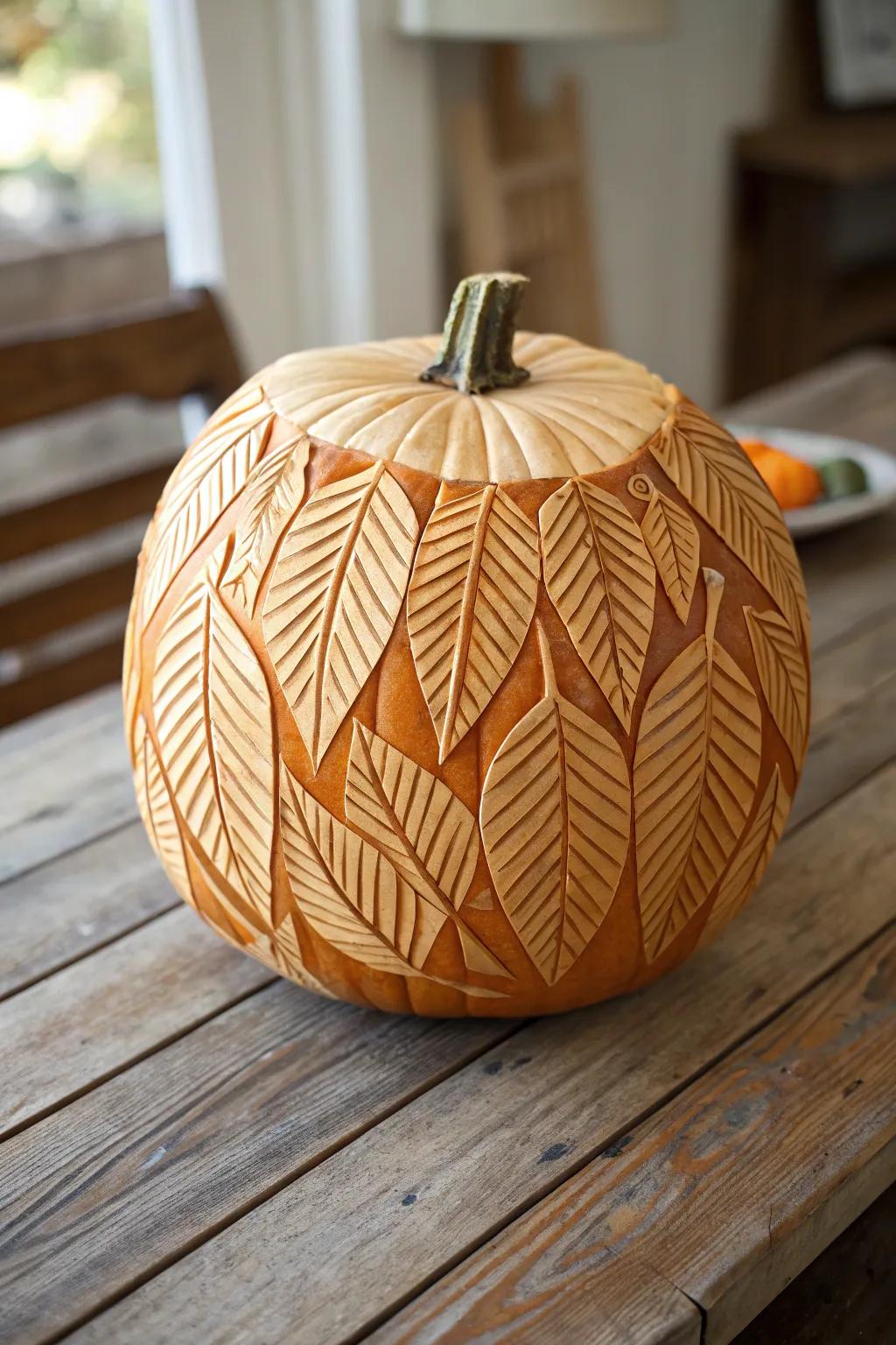 Elevate your pumpkin sculpting endeavor via textural ingenuity — wherein craftsmanship aligns with creativity.
