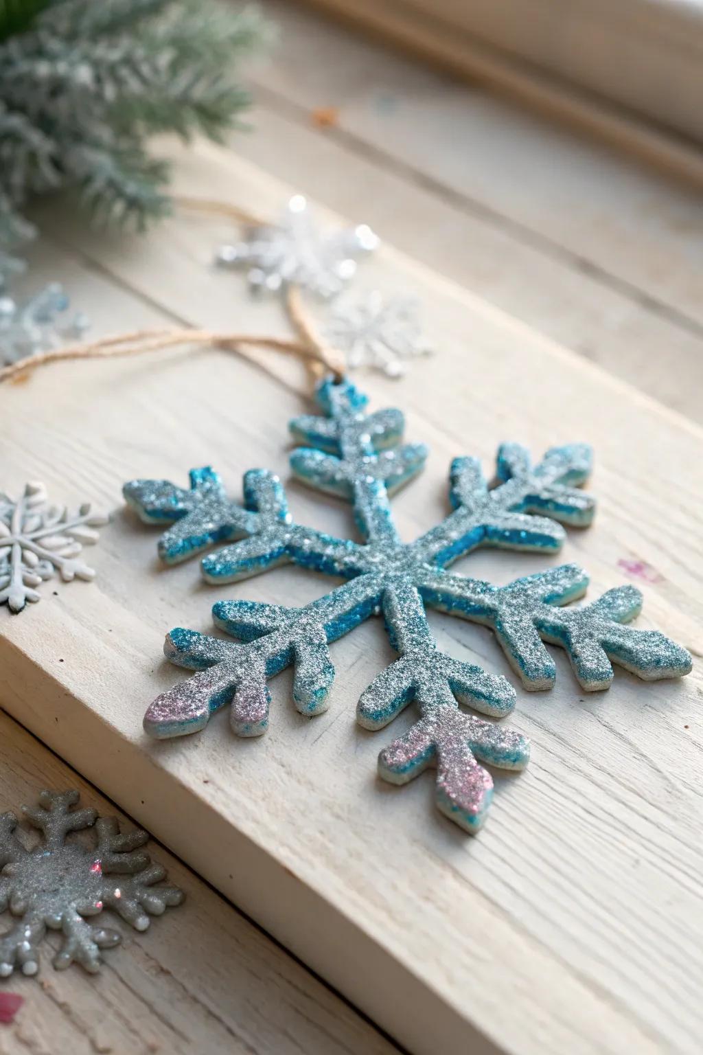 Unleash your inventiveness with beautifully tinted crafting foam snowflakes, ideally suited for a minimalist winter decor.