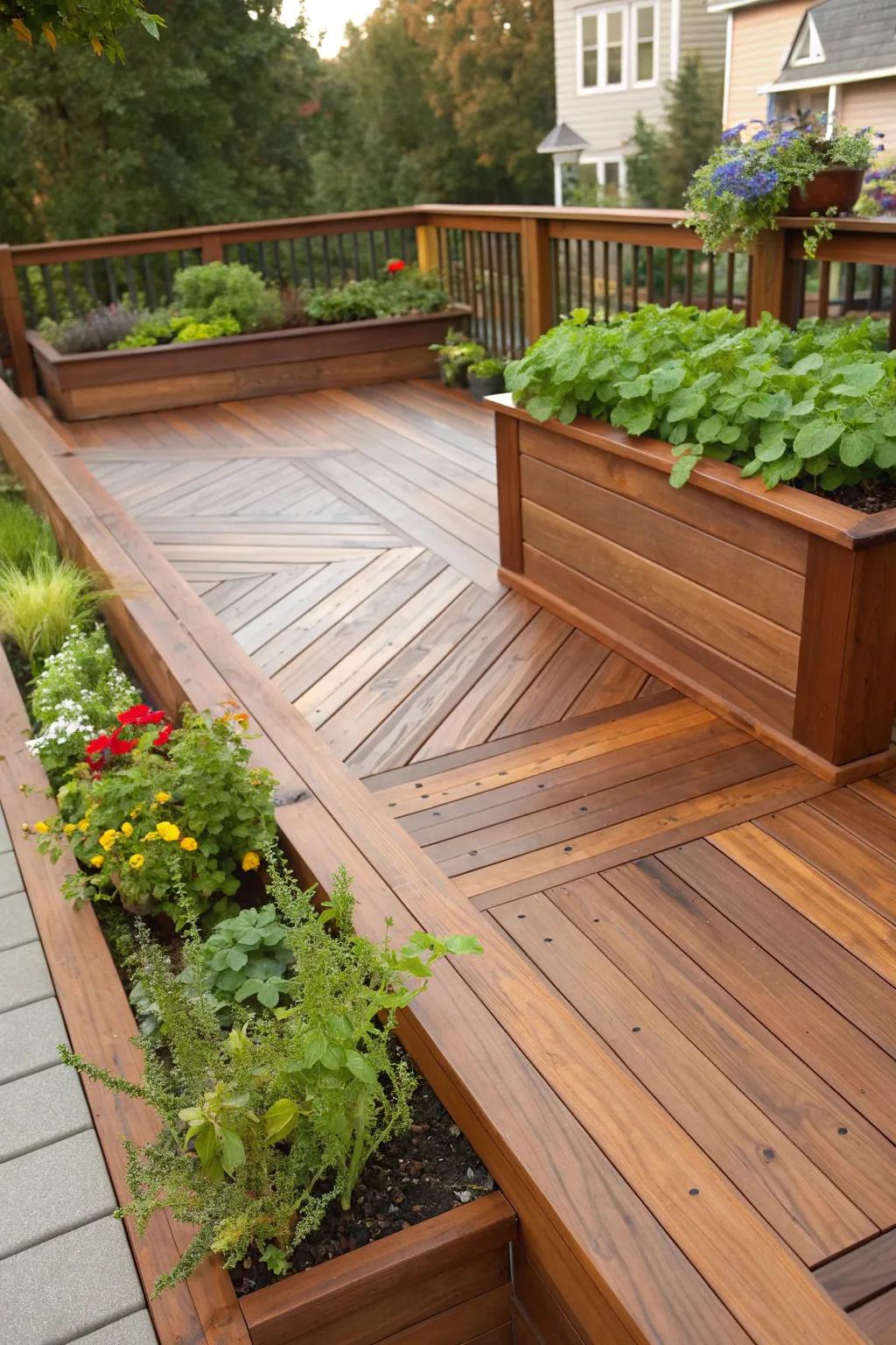 Transform your deck into an extraordinary fusion of nature and artistry, featuring integrated planting baskets that infuse vibrancy and vitality.