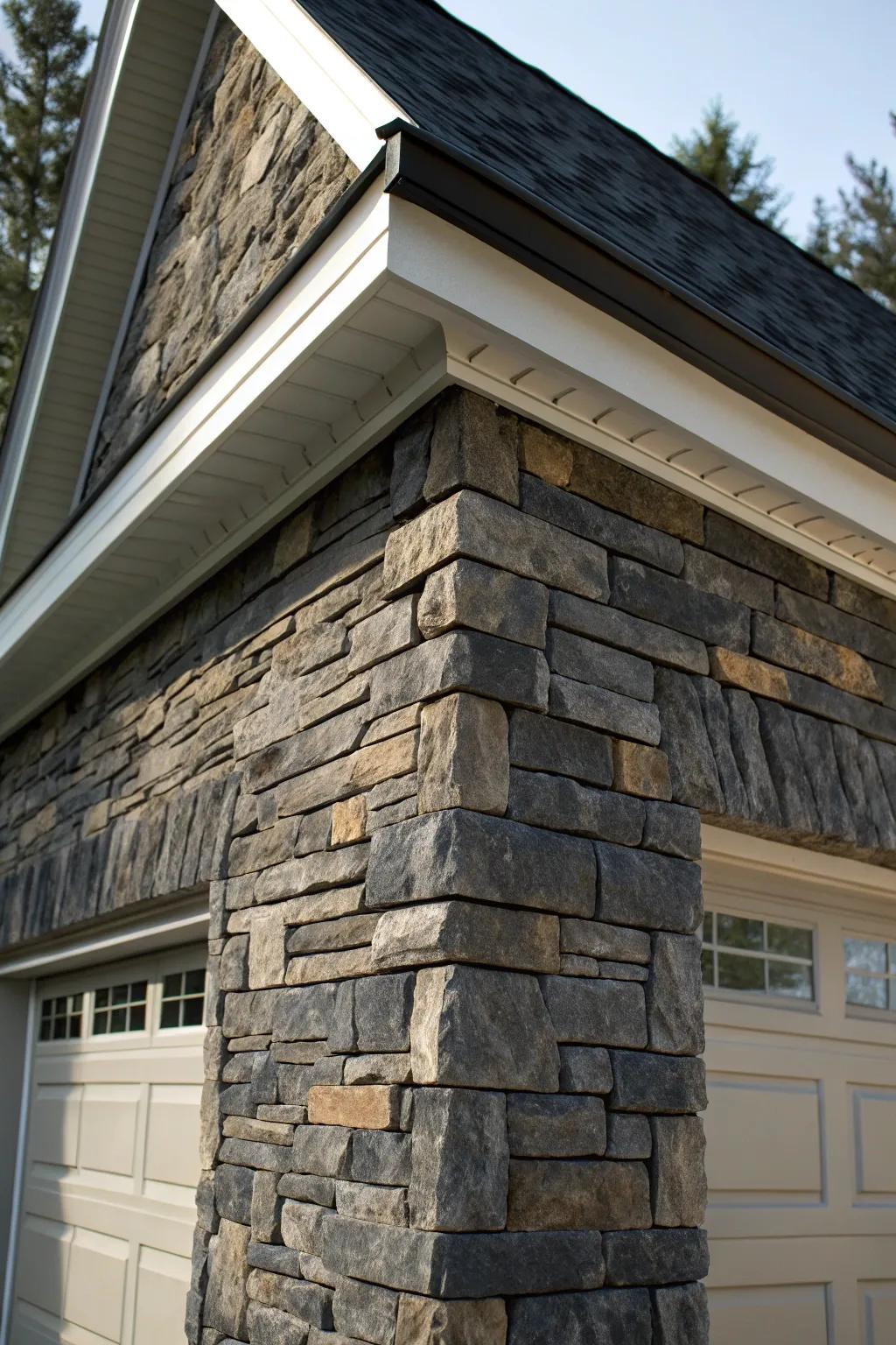Elevate your garage with the ageless elegance of a slate-esque rock tile.